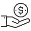 icone d'une main avec un dollar